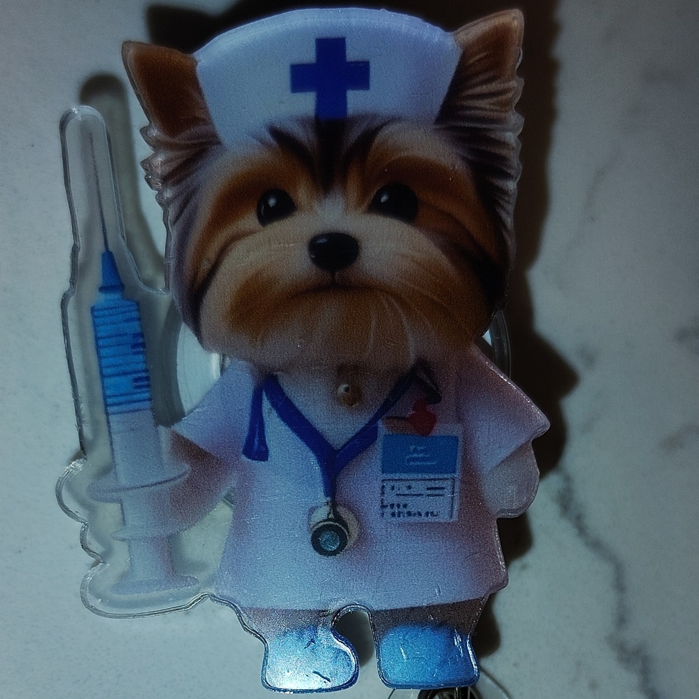 Cute Nurse Dog Badge Reel